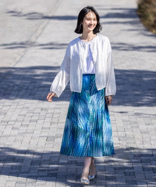 A/C DESIGN BY ALPHA CUBIC（エーシーデザインバイアルファキュービック）の「2025年春夏【リバティシリーズ】パッチワークスカート（スカート・レディース・ブルー・61/64/67）」の3枚目の写真