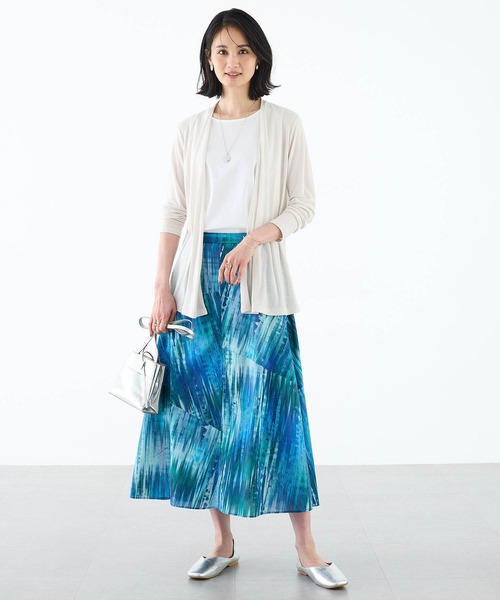 A/C DESIGN BY ALPHA CUBIC（エーシーデザインバイアルファキュービック）の「2025年春夏【リバティシリーズ】パッチワークスカート（スカート・レディース・ブルー・61/64/67）」の7枚目の写真