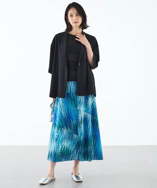 A/C DESIGN BY ALPHA CUBIC（エーシーデザインバイアルファキュービック）の「2025年春夏【リバティシリーズ】パッチワークスカート（スカート・レディース・ブルー・61/64/67）」の6枚目の写真