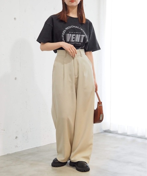 セール】[ZOZO限定Sサイズ/セットアップ対応]リネンタッチタックワイド