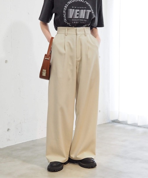 tiptop（ティップトップ）の「[ZOZO限定Sサイズ/セットアップ対応]リネンタッチタックワイドパンツ（スラックス・レディース・アイボリー/ブラック/チャコールグレー・S/M）」の5枚目の写真