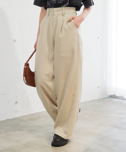 tiptop（ティップトップ）の「[ZOZO限定Sサイズ/セットアップ対応]リネンタッチタックワイドパンツ（スラックス・レディース・アイボリー/ブラック/チャコールグレー・S/M）」の6枚目の写真