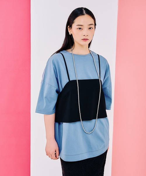 LEPSIM（レプシィム）の「バックタックチュニック　290291（Tシャツ/カットソー・レディース・ホワイト×ブラック/ブラック/ピンク/ライトグリーン/オフホワイト/チャコールグレー/ブルー・FREE）」の6枚目の写真