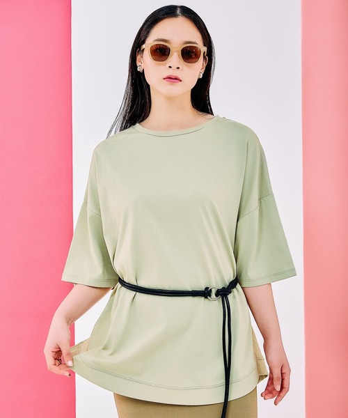 LEPSIM（レプシィム）の「バックタックチュニック　290291（Tシャツ/カットソー・レディース・ホワイト×ブラック/ブラック/ピンク/ライトグリーン/オフホワイト/チャコールグレー/ブルー・FREE）」の5枚目の写真