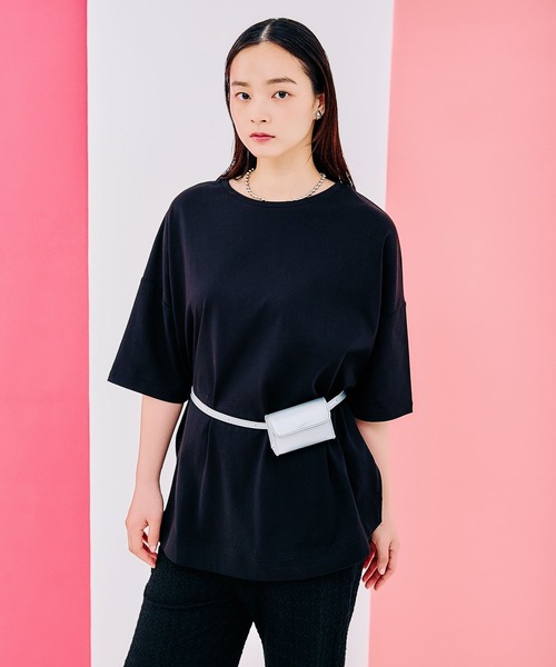 LEPSIM（レプシィム）の「バックタックチュニック　290291（Tシャツ/カットソー・レディース・ホワイト×ブラック/ブラック/ピンク/ライトグリーン/オフホワイト/チャコールグレー/ブルー・FREE）」の4枚目の写真