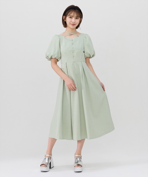 REDYAZEL(レディアゼル)の「バルーンスリーブワンピース(ワンピース・レディース・アイボリー/オレンジ/ミント/ブルー/ネイビー・SMALL/MEDIUM)」の16枚目の写真