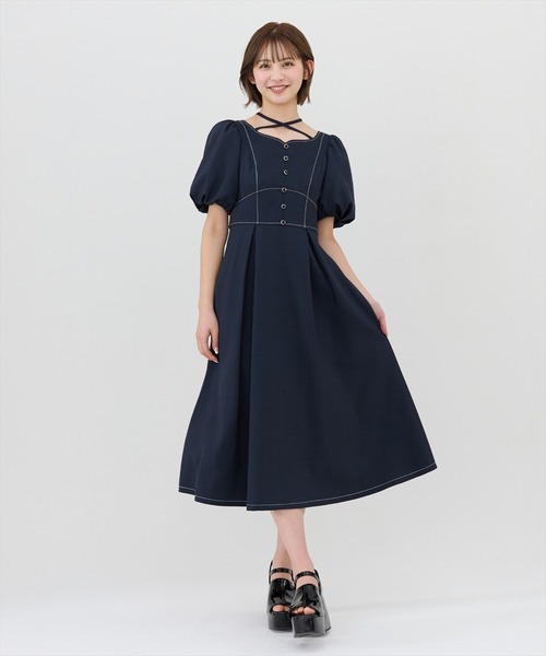 REDYAZEL(レディアゼル)の「バルーンスリーブワンピース(ワンピース・レディース・アイボリー/オレンジ/ミント/ブルー/ネイビー・SMALL/MEDIUM)」の8枚目の写真