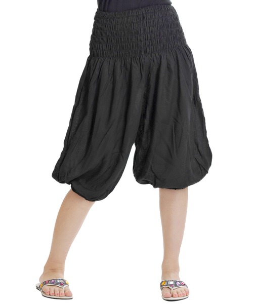 MARAI(マーライ)の「サルエルパンツ アラジンパンツ バルーンパンツ レーヨン ハーフ丈(その他パンツ・レディース・ワイン/ブルー/ブラック/パープル/グレー/ブラウン/ネイビー・FREE)」の8枚目の写真