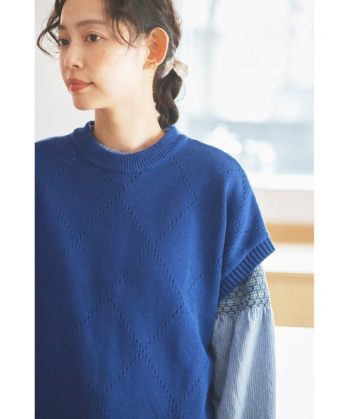 and myera（アンド マイラ）の「ａｎｄ　ｍｙｅｒａ　アイレット柄のベスト（ベスト・レディース・ブルー・L/M/S/LL）」の5枚目の写真