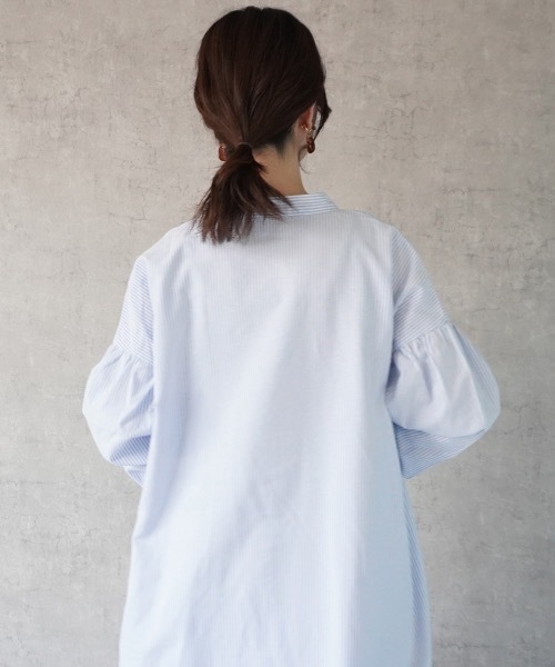 Emma（SELECT LEVERY）（エマ セレクトリベリー）の「ストライプロングシャツワンピ―ス（シャツワンピース・レディース・ブルー/ベージュ/ブラック・SMALL/LARGE/MEDIUM）」の7枚目の写真