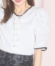 【ZOZO限定】フロントレースアップ配色トップス