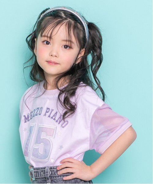 メゾピアノ　100 半袖　tシャツ　7点 セール】ナンバリング 袖メッシュ半袖Tシャツ（Tシャツ
