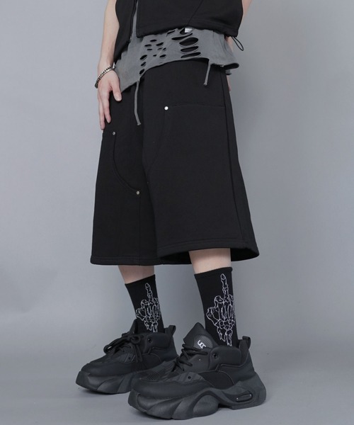 SPINNS（スピンズ）の「スウェットハーフパンツ/ダブルニー/ジョーツ/セットアップ対応（その他パンツ・メンズ・ブラック/杢グレー/アッシュグレー・L/M）」の2枚目の写真