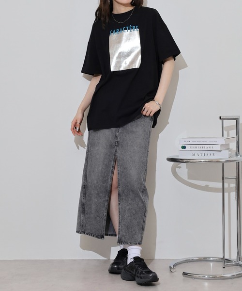 FUNALIVE(ファンアライブ)の「プリントオーバーサイズTシャツ(Tシャツ/カットソー・レディース・オフホワイト/チャコール/ブラック/ホワイト系・FREE)」の12枚目の写真