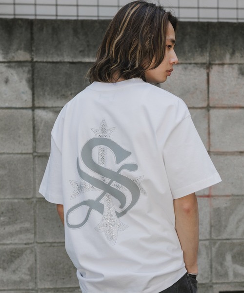 【Supplier】サプライヤー/VINTAGE WASH VARIOUS CROSS TEE Tシャツ｜Gradient Cross Rhinestone Tee｜SUPPLIER（Tシャツ