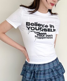 ENLIKE（エンリケ）の「プリントデザインタイトTシャツ（Tシャツ/カットソー）」