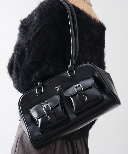 SpRay(スプレイ)の「2ポケットショルダーバック(ショルダーバッグ・レディース・レッド/ブラウン/アイボリー/ブラック/シルバー・FREE)」の3枚目の写真