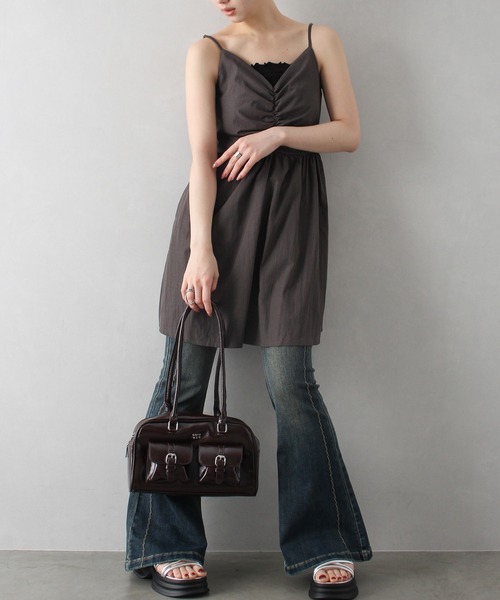 SpRay(スプレイ)の「2ポケットショルダーバック(ショルダーバッグ・レディース・レッド/ブラウン/アイボリー/ブラック/シルバー・FREE)」の7枚目の写真