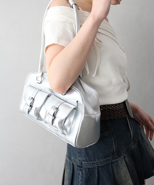 SpRay(スプレイ)の「2ポケットショルダーバック(ショルダーバッグ・レディース・レッド/ブラウン/アイボリー/ブラック/シルバー・FREE)」の17枚目の写真