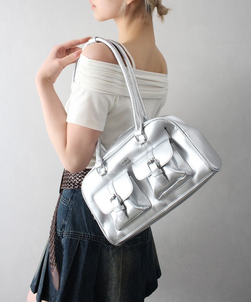 our やわらかフィットショルダーバッグ　シルバー OURHOME アワーホーム フィットショルダーバッグ シルバー