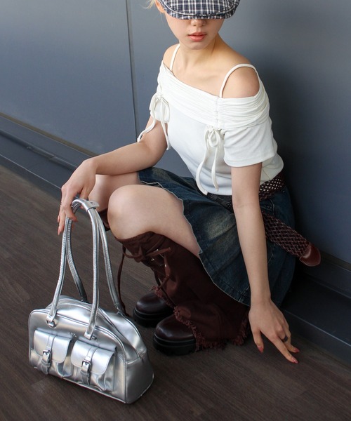 SpRay(スプレイ)の「2ポケットショルダーバック(ショルダーバッグ・レディース・レッド/ブラウン/アイボリー/ブラック/シルバー・FREE)」の19枚目の写真