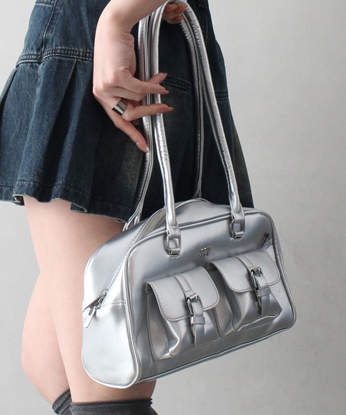 【THEAIRTOWN】SOCIETY EYELET BAG 2カラー ショルダーバッグ セール】ハートチャーム付き 合成皮革 スクエア 2way ショルダー