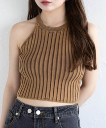 clear | ストーンウォッシュホルターネックリブニットタンク[着回し力抜群 大人 カジュアル ダンクトップ]≪2025SS新作≫(タンクトップ)