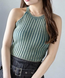 clear | ストーンウォッシュホルターネックリブニットタンク[着回し力抜群 大人 カジュアル ダンクトップ]≪2025SS新作≫(タンクトップ)
