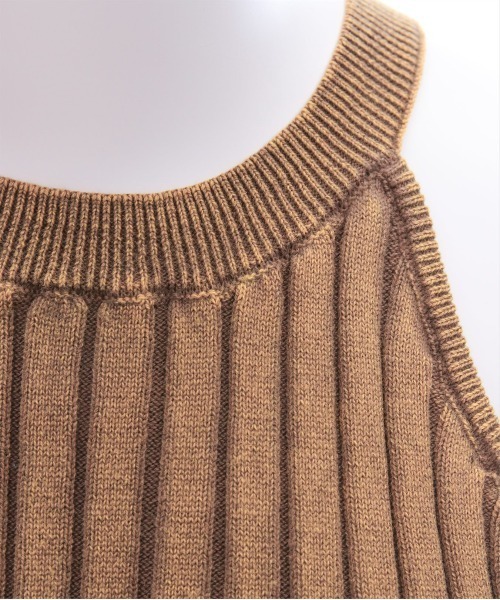 clear（クリア）の「ストーンウォッシュホルターネックリブニットタンク[着回し力抜群 大人 カジュアル]≪SS新作≫（タンクトップ・レディース・ブルー/ブラウン/キャメル・F）」の16枚目の写真