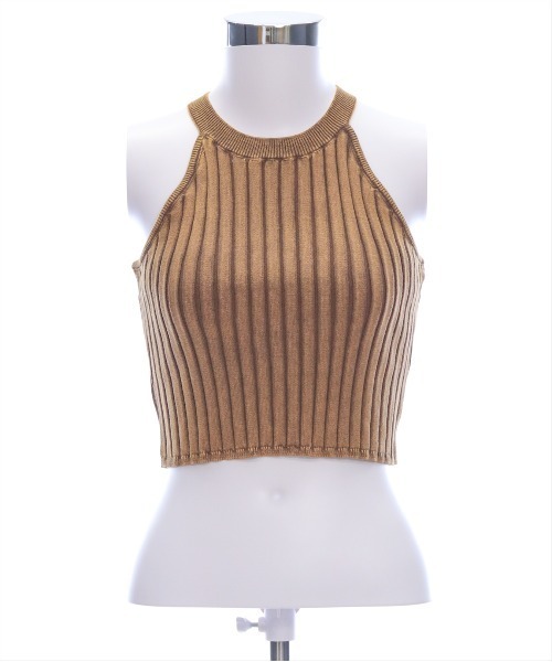 clear（クリア）の「ストーンウォッシュホルターネックリブニットタンク[着回し力抜群 大人 カジュアル]≪SS新作≫（タンクトップ・レディース・ブルー/ブラウン/キャメル・F）」の19枚目の写真