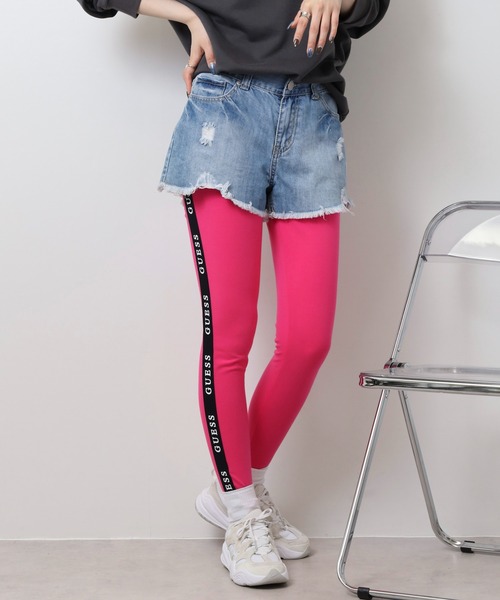 Guess(ゲス)の「GUESS ALINE LEGGINGS 4/4 ECO J. STR レギンス(レギンス/スパッツ・レディース・エメラルドブルー/ピンク/パープル・S/M)」の14枚目の写真