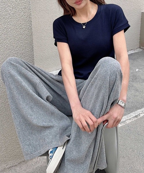 BANICO（バニコ）の「ロールスリーブプレーンTシャツ（Tシャツ/カットソー・レディース・グレー/ブルー/ブラック/ホワイト/ライトグレー/ネイビー・FREE）」の19枚目の写真