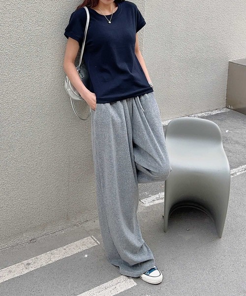 BANICO（バニコ）の「ロールスリーブプレーンTシャツ（Tシャツ/カットソー・レディース・グレー/ブルー/ブラック/ホワイト/ライトグレー/ネイビー・FREE）」の17枚目の写真