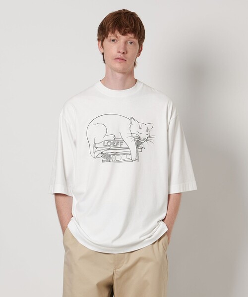 現行品　ロエフ　＜LOEFF＞スリーピング キャット Tシャツ　S（0） LOEFF＞スリーピング キャット Tシャツ UNISEX（Tシャツ