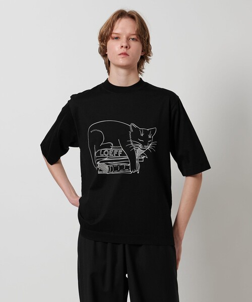 現行品　ロエフ　＜LOEFF＞スリーピング キャット Tシャツ　S（0） LOEFF＞スリーピング キャット Tシャツ UNISEX（Tシャツ