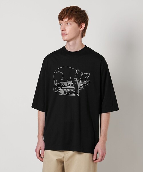 現行品　ロエフ　＜LOEFF＞スリーピング キャット Tシャツ　S（0） LOEFF＞スリーピング キャット Tシャツ UNISEX（Tシャツ