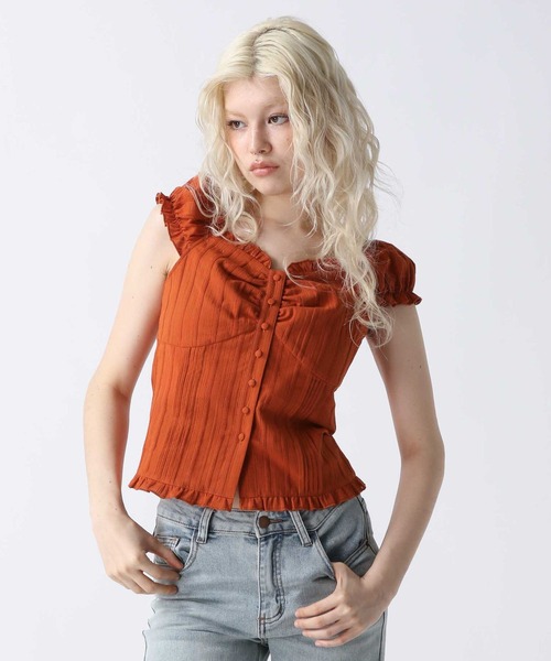 FOREVER 21（フォーエバー トゥエンティーワン）の「【2025SS】コットンオフショルブラウス（シャツ/ブラウス・レディース・オフホワイト/ブラック/オレンジ・FREE）」の7枚目の写真