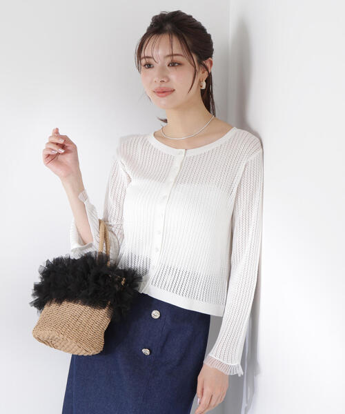 PROPORTION BODY DRESSING（プロポーションボディドレッシング）の「シアーフリルカーデ / 1215274601（カーディガン/ボレロ・レディース・パープル/ホワイト/グレー・FREE）」の12枚目の写真