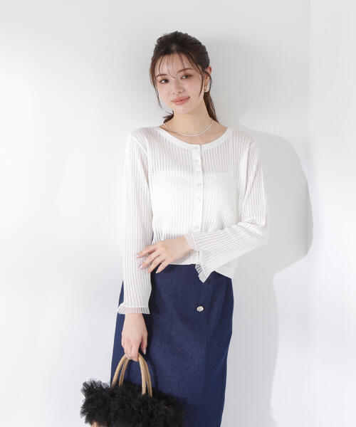 PROPORTION BODY DRESSING（プロポーションボディドレッシング）の「シアーフリルカーデ / 1215274601（カーディガン/ボレロ・レディース・パープル/ホワイト/グレー・FREE）」の13枚目の写真