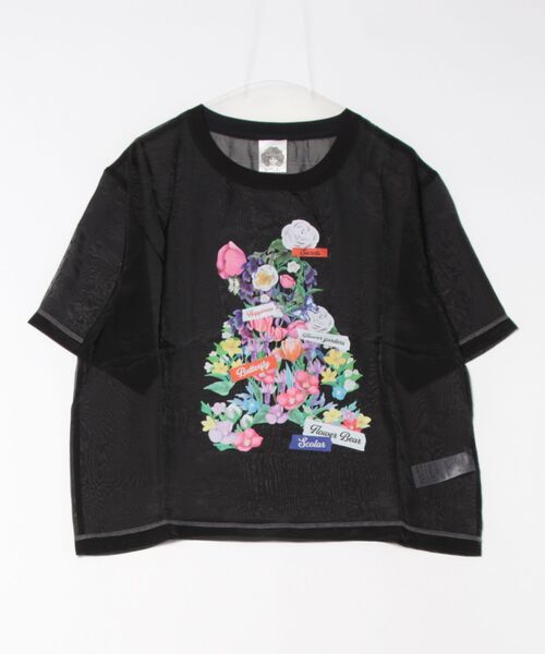 ScoLar 152662：クマシルエット花柄シアープルオーバー 152662：クマシルエット花柄シアープルオーバー（Tシャツ