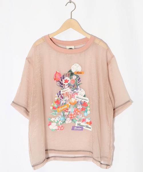 ScoLar 152662：クマシルエット花柄シアープルオーバー 152662：クマシルエット花柄シアープルオーバーの通販-ScoLar
