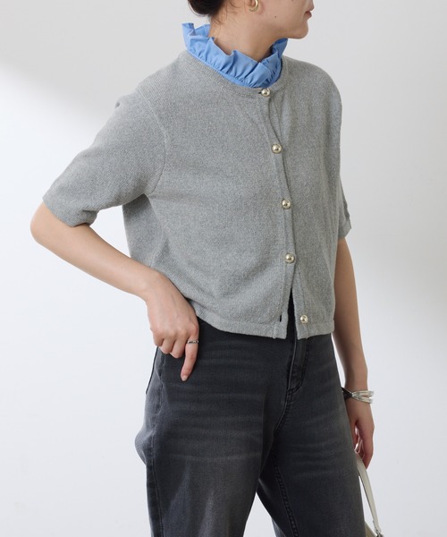 COLLAGE GALLARDAGALANTE（コラージュガリャルダガランテ）の「【OT】Q.anos/ラッフルニットカーディガン（カーディガン/ボレロ・レディース・ネイビー/グレー・FREE）」の18枚目の写真