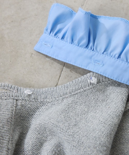 COLLAGE GALLARDAGALANTE（コラージュガリャルダガランテ）の「【OT】Q.anos/ラッフルニットカーディガン（カーディガン/ボレロ・レディース・ネイビー/グレー・FREE）」の14枚目の写真
