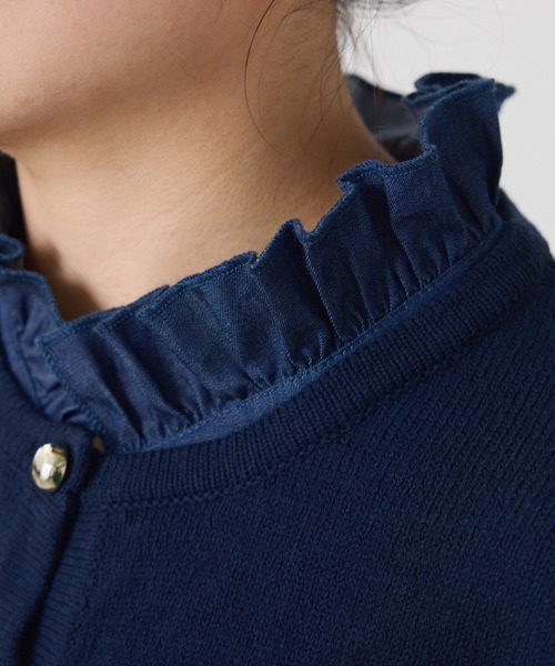 COLLAGE GALLARDAGALANTE（コラージュガリャルダガランテ）の「【OT】Q.anos/ラッフルニットカーディガン（カーディガン/ボレロ・レディース・ネイビー/グレー・FREE）」の15枚目の写真