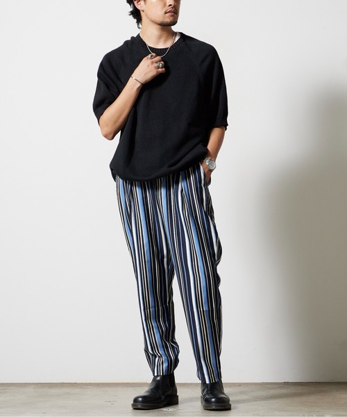 superNova.(スーパーノヴァ)の「superNova./スーパーノヴァ Utility trouser-Polyester stripe トラウザー 秋服 冬服(その他パンツ・メンズ・ネイビー・M/S)」の9枚目の写真