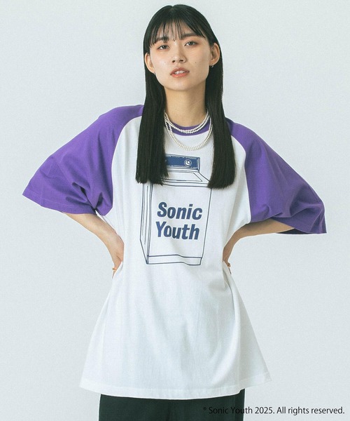 ROSE BUD(ローズバッド)の「(CREOLME)SONIC YOUTH RAGLAN TEE(Tシャツ/カットソー・レディース・パープル/ブラック・ONE SIZE)」の8枚目の写真
