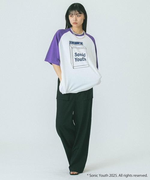 ROSE BUD(ローズバッド)の「(CREOLME)SONIC YOUTH RAGLAN TEE(Tシャツ/カットソー・レディース・パープル/ブラック・ONE SIZE)」の10枚目の写真