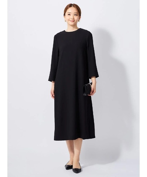 Perfect Suit FActory（パーフェクトスーツファクトリー）の「【洗える・ストレッチ】バックサテンジョーゼット　ワンピース（ワンピース・レディース・ブラック・S/M/L）」の10枚目の写真