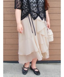 Re-J&SUPURE（リジェイアンドスプル）の「【大きいサイズ】【Kannaコラボ】シフォンラッフルスカート（スカート）」