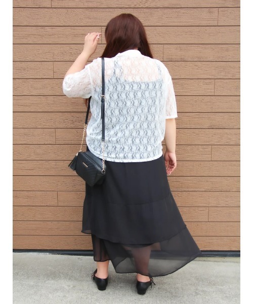 Re-J&SUPURE(リジェイアンドスプル)の「【大きいサイズ】【Kannaコラボ】シフォンラッフルスカート(スカート・レディース・ブラック/ベージュ・XX-LARGE/XXX-LARGE/XXXX-LARGE)」の11枚目の写真
